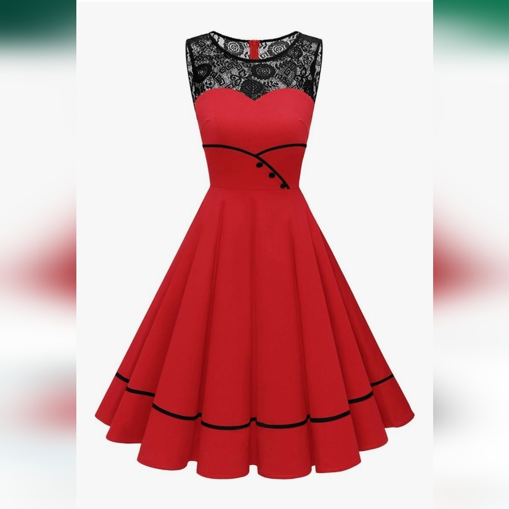 Elegant Red And Black Dress